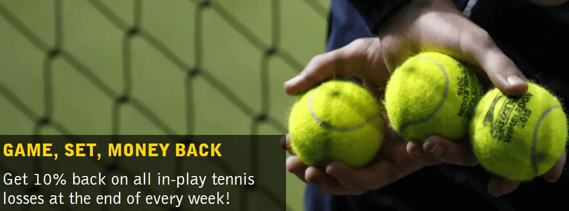 Fitzdares 10% back on in-play losses tennis offer