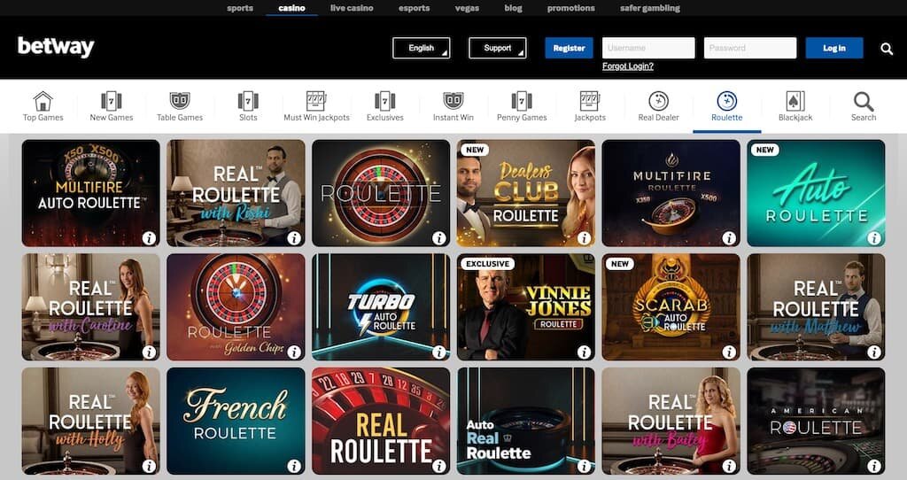 Betway Casino roulette games