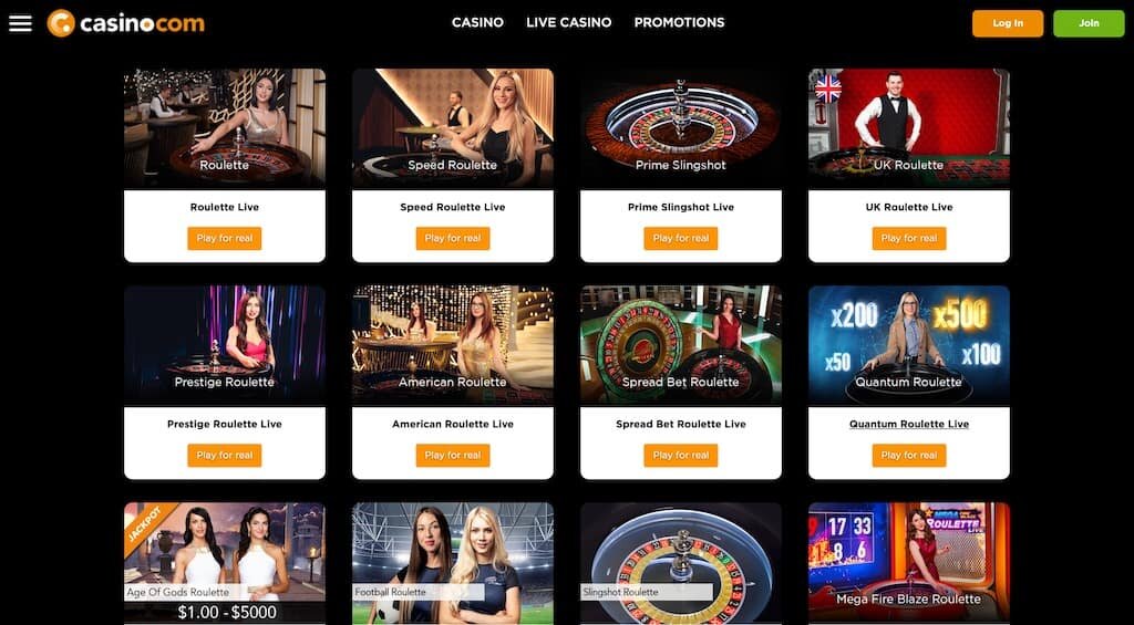 Casino.com Roulette games