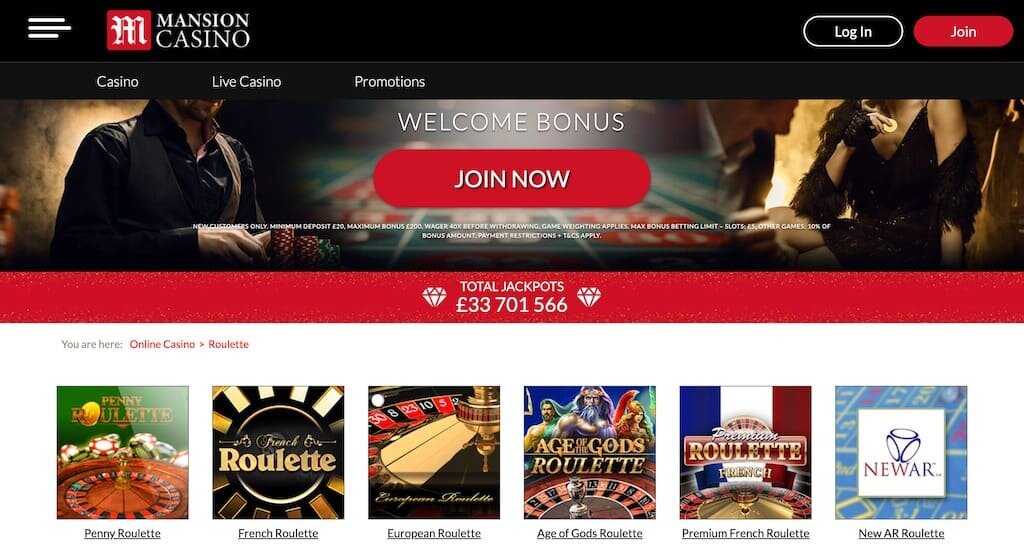 Mansion Casino Roulette games